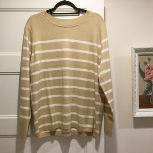 Striped  Neutral Extra Soft Crew Neck Sweater